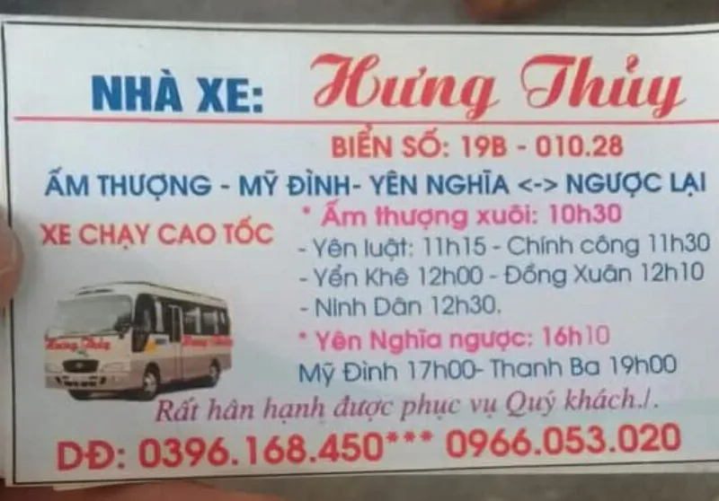 Nhà xe Hưng Thủy (Ấm Thượng - Yên Nghĩa)