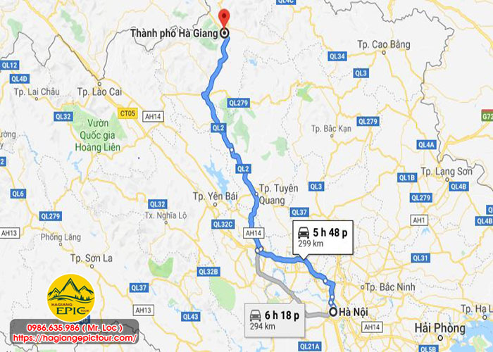 di tu ha noi len ha giang bao nhieu km 1