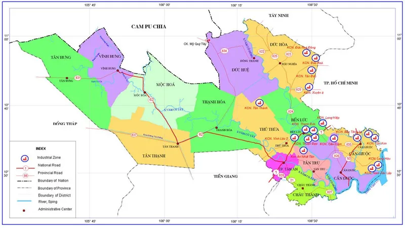 Bản đồ hành chính tỉnh Long An