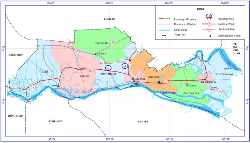 Bản đồ tỉnh Tiền Giang mới nhất